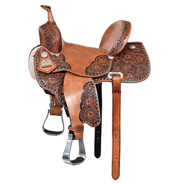 Hilason Western Horse Flex Tree Barrel Trail In American Leather Saddle Brown